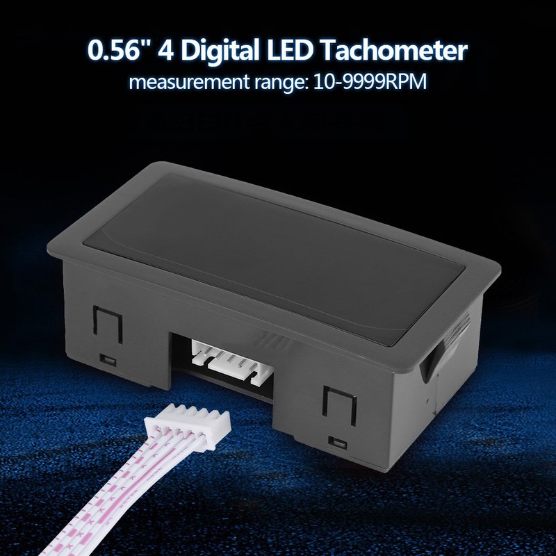 4 Digital LED Display Hall Effect Sensor Tachometer RPM Speed
