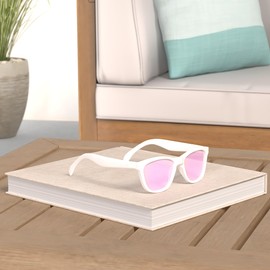 COLOSSEIN Womens Sunglasses UV400 Mirrored Lens, Fit for Outdoor, Vacation, Driving, C31 - White/Pink Mirrored Lens, 55