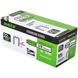 meite 71/10 22 Gauge 304 Stainless Steel Upholstery Staples, 3/8-Inch Crown with 3/8-Inch Leg Length, Heavy Duty Staples for Construction, Furniture, Crafts & DIY Projects (1 Box)