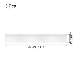 sourcing map Foil Fringe Garland 10 Ft White Metallic Tinsel Streamer for Christmas New Year Birthday Party Pack of 3