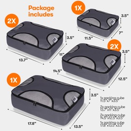 INNOVITY Set of 6 Packing Cubes for Suitcases, Travel Essentials for Carry on Luggage, Suitcase organiser Bags Set for Travel Accessories in 4 Sizes (Dark Grey)