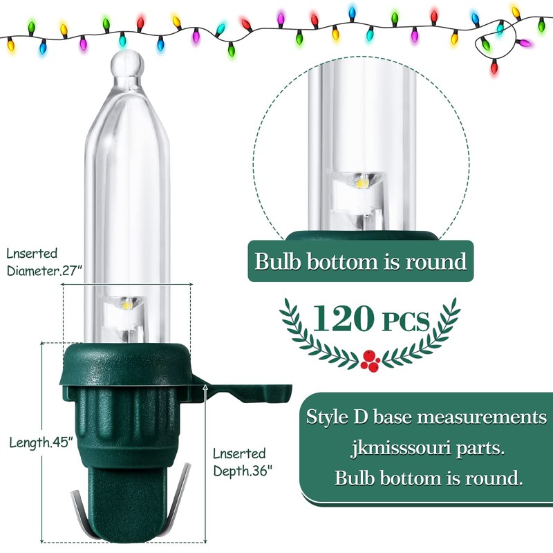 Remagr 120 Pcs Christmas LED Replacement Bulb Mini Wide Angle