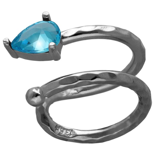 Handmade Rechts - Aqua Blau Schwarz 925 Sterling Silber Ohr