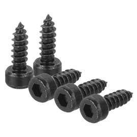 sourcing map M4 Hex Socket Head Cap Self-Tapping Screw, 150Pcs M4x12mm 304 Stainless Steel, Hexagon Socket Head Tapping Screws, Hex Drive, Self Tapping Point - Black
