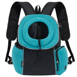 PetAmi Dog Front Carrier Backpack, Extra Ventilated Adjustable Pet Cat Chest Carrier Backpack, Small Dog Carrier for Hiking Camping Travel, Medium Dog Puppy Large Cat Carrying Bag, Max 14 lb, Sea Blue