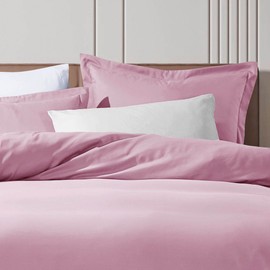 Luxton Pink Quilt Cover Set, 1000TC Premium Soft Microfibre, Solid Plain Color 2pcs Doona Cover Set, Pink, Single Size