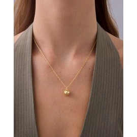 PAVOI 14K Gold Plated Pendant Chain Necklace for Women | Adjustable Pickleball Sport Charm Necklace, White Gold, No Gemstone