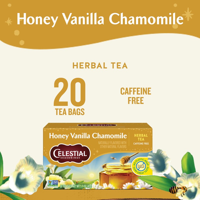 Celestial Seasonings Chamomile Tea Bags - Honey Vanilla Herbal Tea,