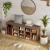 DINZI LVJ Shoe Storage Bench with Cushion, 15-Cubby Rack, Adjustable