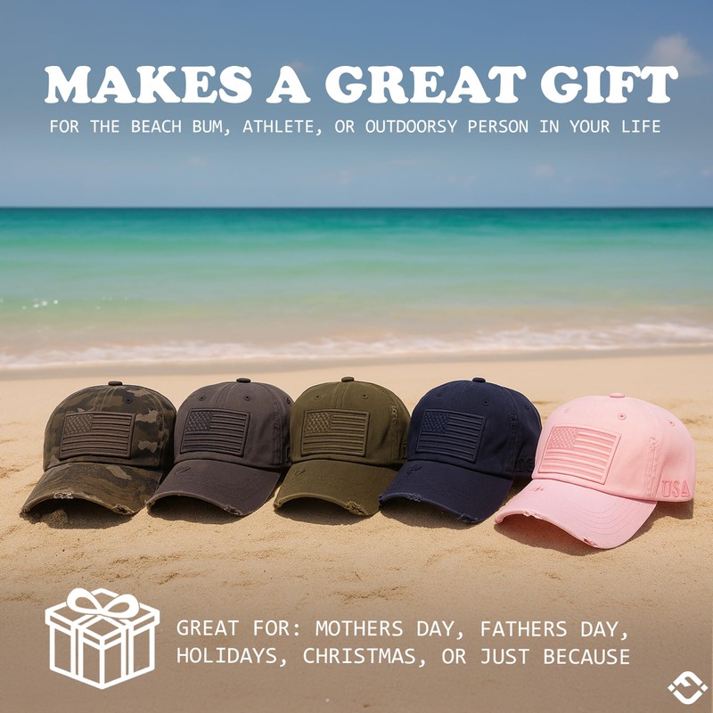 Funky Junque Women's Vintage Distressed Baseball Cap, Happy Camper Hat,