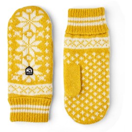 Hestra Unisex Isvik Wool Mittens for Cold Weather & Everyday Wear - Mustard/Offwhite - 7
