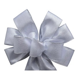 Handmade Large 10" Hand Made Wreath Bow - Wired Metallic Silver - Christmas -Holiday