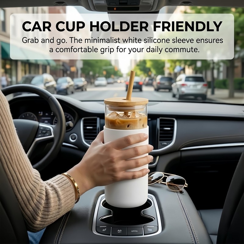 16 oz glass cups with lids and straws - Thick