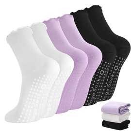 Zuimei 3 Pairs Pilates Socks Yoga Socks Non Slip for Women Reformer Pilates Grip Sock Anti Slip for Yoga Trampoline Ballet Hospital Home