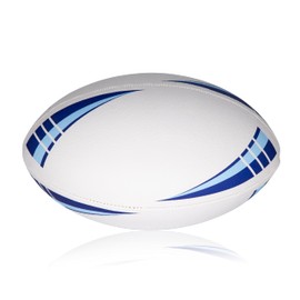 Rugby Ball Size 5, PU Leather, Multiple Colours, 24.5 cm (White & Blue)