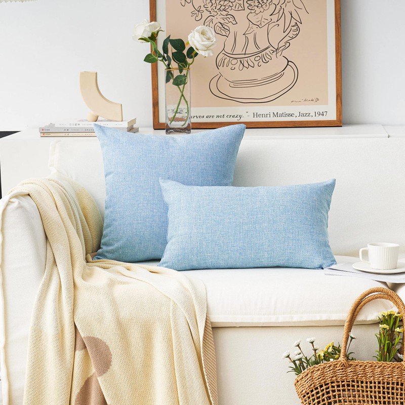 Home Brilliant Lined Linen Cushion Covers Set of 2 Decorative
