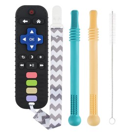 KOSMOX baby Mordedera para Bebe Control Remoto de Silicona Libre de BPA, Tubos de Mordedor Huecos, Juguetes de Dentición para bebe de 0 a 6 Meses de Colores Mezclados