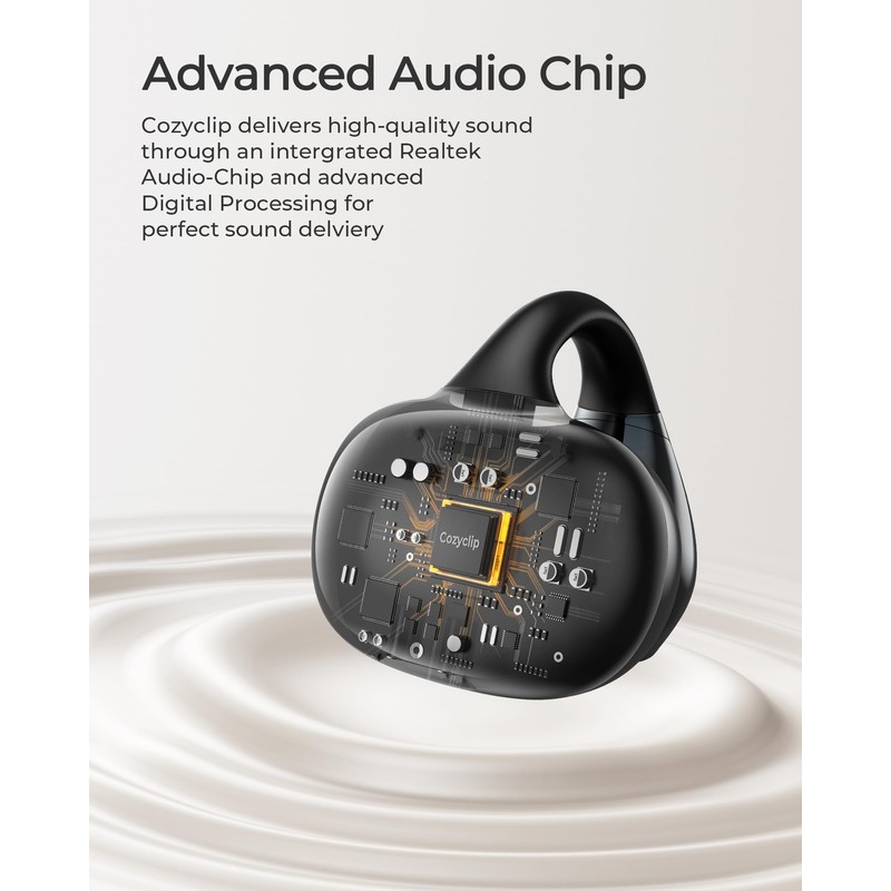 Lytmi-CozyClip Open Ear Headphones, Wireless Clip-On Earbuds, Bluetooth 5.4, Lightweight,