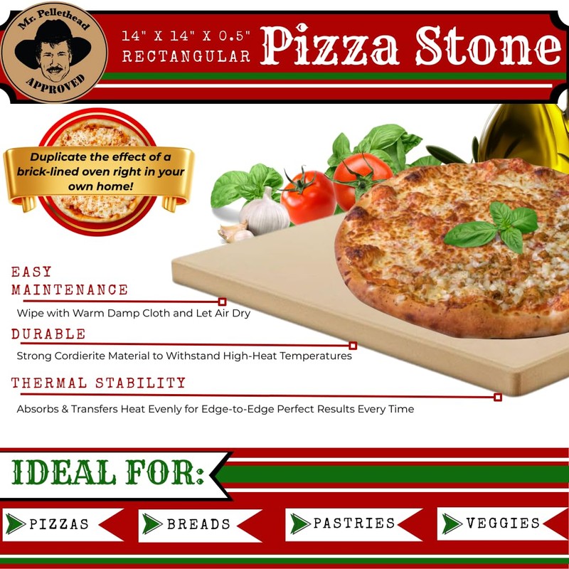 Full Size Rectangular Pizza Stone, Thick Baking Stone for Ovens,