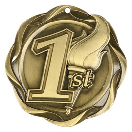 Decade Awards 1st Fusion Medal - Gold | Engraved Place Medal - 3 Inch Wide Customize Now (1ST Place-Black)