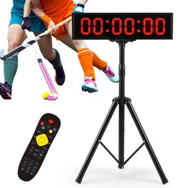 Flyrivergo 6.4FT High LED Large Timer Race Clock with Tripod Cordless Countdown/up Clock Stopwatch with IR Remote Control for Sports Race, Running Events, Marathon
