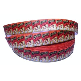 Flamin Hot Cheetah 1" Wide Repeat Ribbon Sold in Yard Lots (5 Yards)