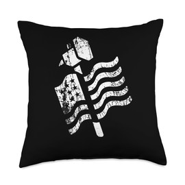 US National Wargaming Team 2024 White Logo-Distressed Throw Pillow, 18x18, Multicolor