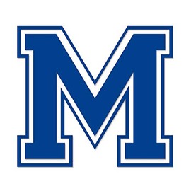 Applicable Pun Varsity Letter M - Vinyl Decal for Outdoor Use on Cars, ATV, Boats, Windows and More - Blue 3 Inches Tall