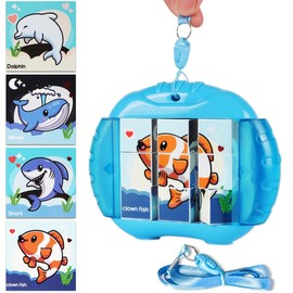 Sanfant 3D Rotating Puzzles for Toddlers 3 4 5 6 with Lanyard Travel Toys for Toddlers on Airplane Activities Toys for Kids, Fine Motor Skills Toys, Birthday for Boys & Girls(Fishes)