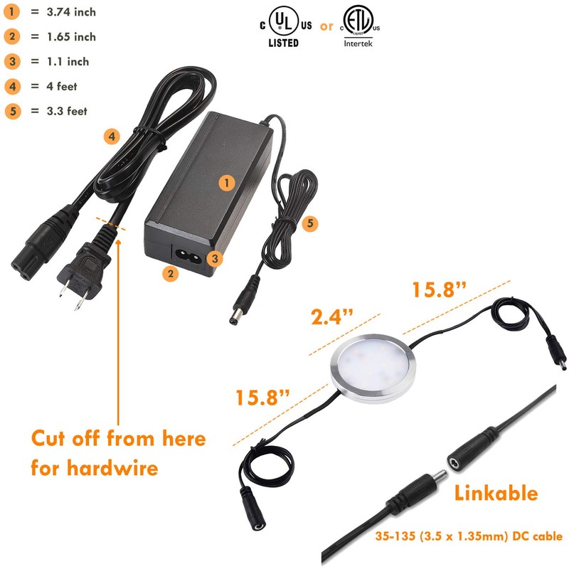Lvyinyin LED Under Cabinet Lighting Linkable Kit, Wireless Dimmable Puck