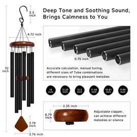 Bursvik Wind Chimes for Outside, 32 inch Aluminium Metal Wind Chimes, Relaxing Soothing Wind Chime Outdoor, Decoration for Garden, Patio, Yard, Home, Gift for Mother's Day, Birthday(Rhombus)