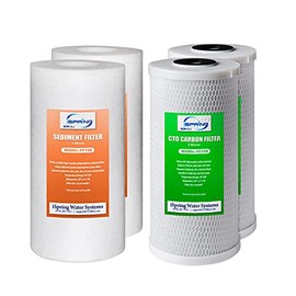 iSpring F4WGB21B Whole House Water Filtration High Capacity Sediment and CTO Carbon Block Water Filter Replacement Cartridge Pack Set for WGB21B, 4.5"x10"