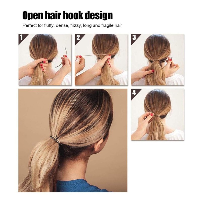 ieron 15pcs Elastic Hook Hair Tie, Open Ponytail Hooks, Hair