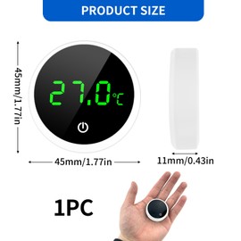 Yuio Fish Tank Thermometer Digital Aquarium Thermometer with LED Display Wireless Touch, Stick-on, ±0.5°C Accuracy for Monitoring Tropical Fish Turtle Reptile Glass Water Tank Temperature(White)