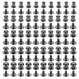 QUARKZMAN 4/5/6/7/8mm Ball Head Rivets Screw Rivets, 50 Pack Round Button Nipple Rivets for DIY Leather Craft, Handbag, Belt, Metallic Black
