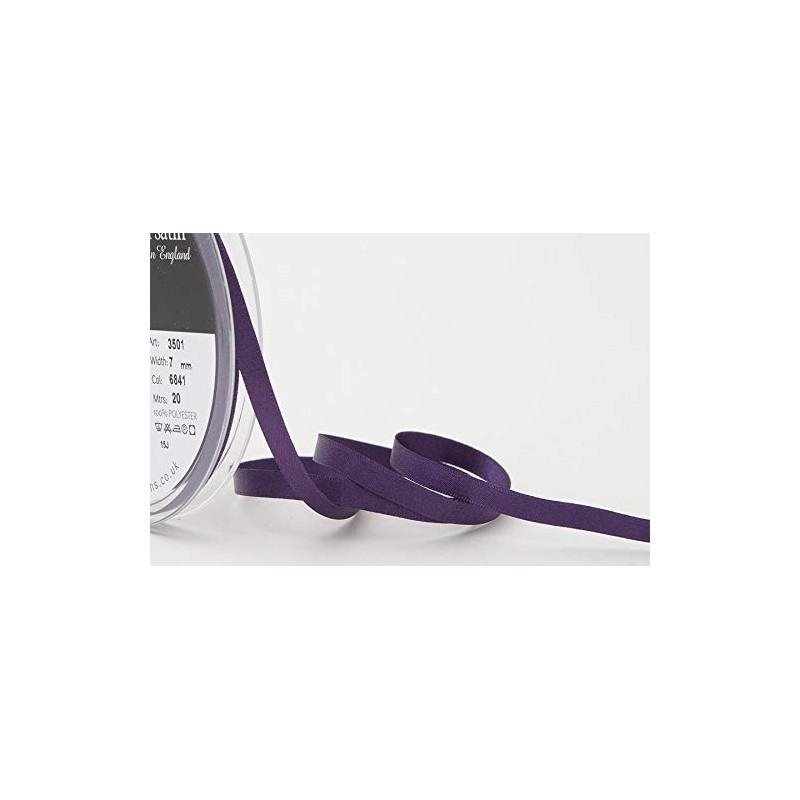 Berisfords Double FACE Poly Satin Ribbon, BlackBerry, 7 mm