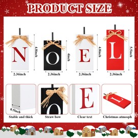 Yousoontic 4 Pcs Noel Christmas Decor Noel Sign Blocks Wood Signs for Home Winter Table Sign Noel Display Centerpiece Xmas Table Decoration for Kitchen Home Farmhouse Indoor Holiday Party Decor