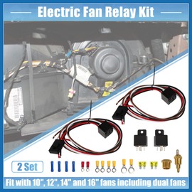 A ABSOPRO Dual Electric Fan Relay Kit with Thermostatic Sensor Switch 185 on 175 Off Radiator Electric Cooling Fan Wiring Install Kit Automotive Fan Wiring Kit Controller Item Replacement