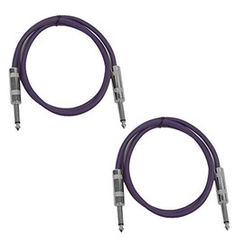 Seismic Audio - SASTSX-2-2 Pack of 2 Foot 1/4" TS Male to 1/4" TS Male Patch Cables - Unbalanced - 2 Foot Patch Cord - Purple and Purple