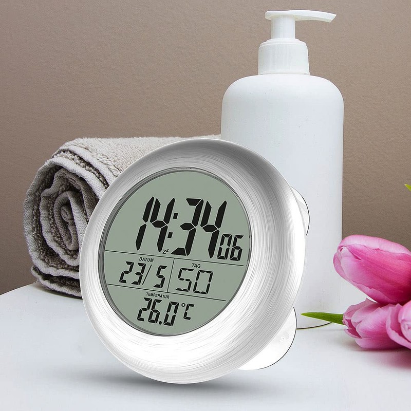 infactory Bathroom Radio Clock: Digital Bathroom Radio Wall Clock with