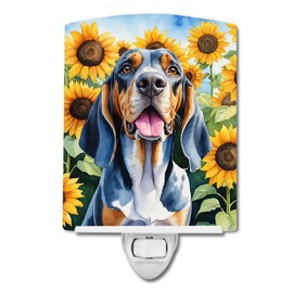 Caroline's Treasures American English Coonhound in Sunflowers Ceramic Night Light Compact, UL-Certified, Ideal for Bedroom, Bathroom, Nursery, Hallway, Kitchen, 6x4x3, Multicolor