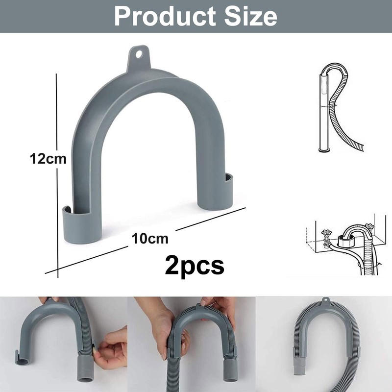 2 x Universal Mounting Elbow for Hanging Bend, Drain Hose,