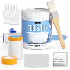 DWIL Tile Paint, Tub and Tile Refinishing Kit with Tools, Bathtub Paint, Water Based &Low Odor, Easy to Use for Bathroom Kitchen,Semi-Gloss Light Grey
