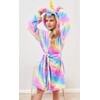 Girls Unicorn Hooded Robe with Matching Slippers, Headband, Blindfold Rainbow