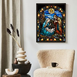 JXAVAXDE Jesus Diamond Painting Kits for Adults DIY 5D Jesus Nativity Stained Glass Diamond Art Kits Full Drill Diamond Dots Paintings with Diamonds Gem Art and Great Home Wall Decor Gifts 12x16 inch