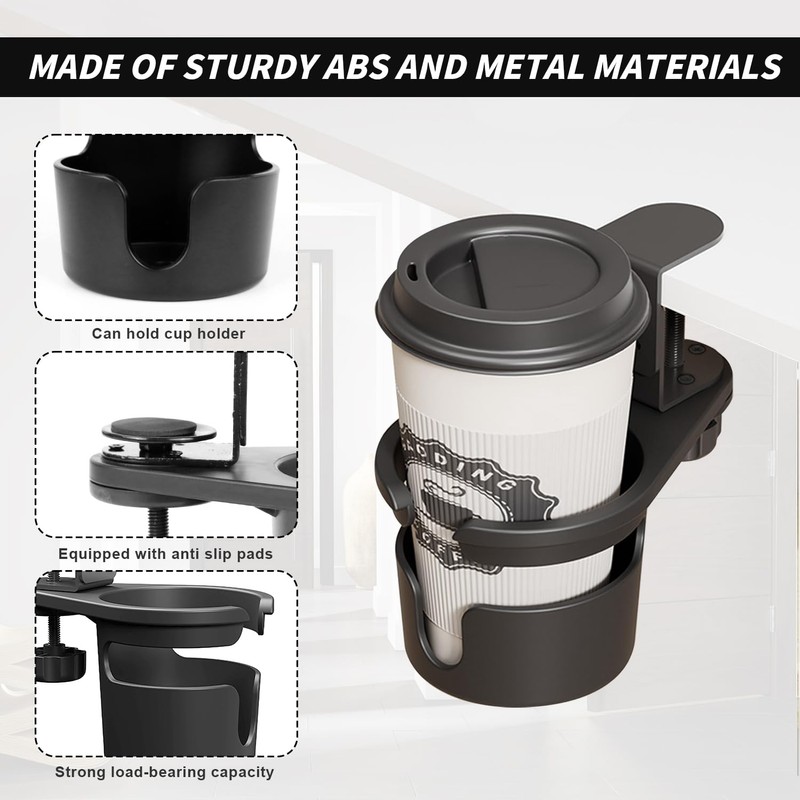 Drink Holder Desk, Cup Holder Table Anti Spill, 360 Degree