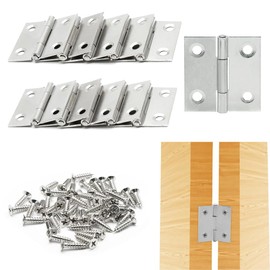 MINBOOT Stainless Steel Hinges, 4 Holes, 1.1 x 1.0 inches (28 x 25 mm), Set of 12 (48 Pieces with Screws), Furniture Repair Hinges, Hardware for Windows, Doors, Wardrobes, Wooden Boxes