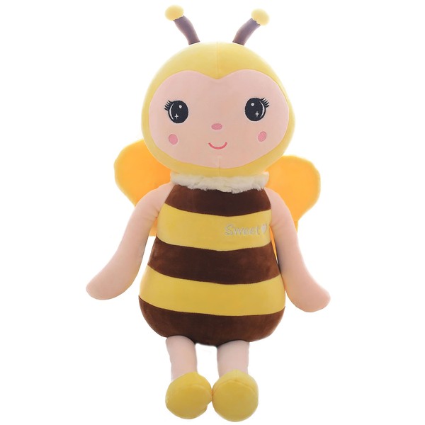 BABOLI Cuddly Fuzzy Bumblebee Stuffed Animal with Smile Face and Yellow Wings Honey Bee Plush Soft Toy Pillow Pretty Sweet Gifts Choice for Kids Boys and Girls Present for Birthday or Party 12 inch