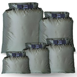 OAKRAFT Dry Bag, Waterproof Bag, Set of 5, 6-piece Set, Stuff Sack, Waterproof, Dustproof, Lightweight, Outdoors, Camping, Climbing, Sea Bathing, Fishing, Pool Bag, Beach, green, Dry Bag