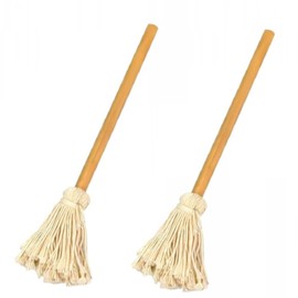 Soro Essentials- 13" Grill Basting Mop with Wooden Handle Set of 2- Grill Basting Brush BBQ Mop Spread Oil Butter Sauce Marinades for BBQ Grill Barbecue Baking Cooking BBQ Grilling Smoking Steak